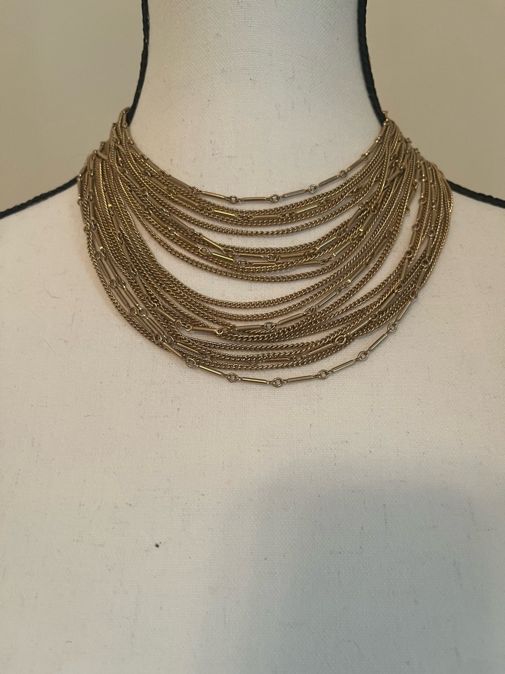 Gold Multi-Strand Layered Necklace - Statement Jewelry